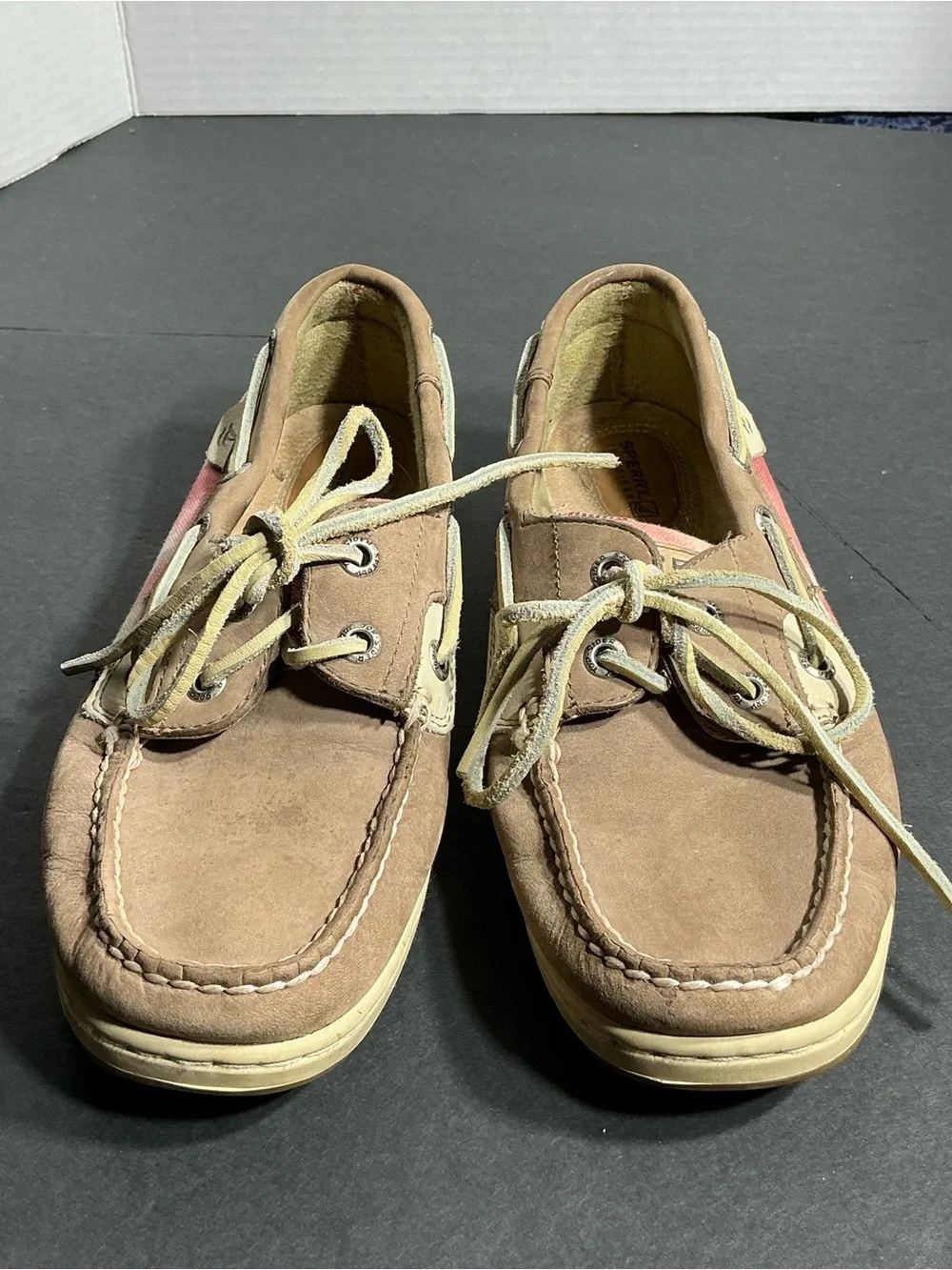 Sperry Men's Tan Suede Boat Shoes with Cream Accents